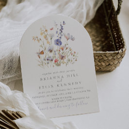 夏の多色野生花アーティスティックウェディング 招待状