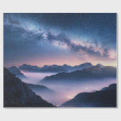 夏の夜に霧の中で山を越えた天の川 ラッピングペーパー (フラット)