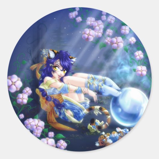 夏の夜のシール ラウンドシール (正面)