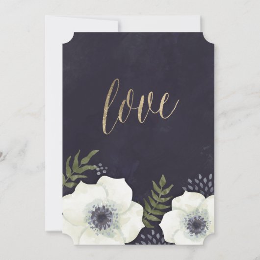 夏の夜の花の結婚式の日付カードを保存 招待状 (裏面)