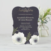 夏の夜の花の結婚式招待状の形状 招待状 (スタンド正面)