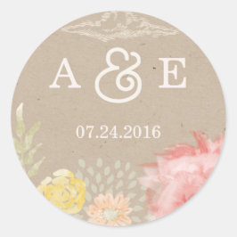 夏の夜の花結婚のシール ラウンドシール