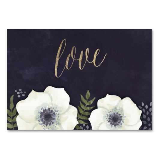 夏の夜の花結婚の写真のハッシュタグカード テーブルナンバー (裏面)