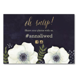 夏の夜の花結婚の写真のハッシュタグカード テーブルナンバー