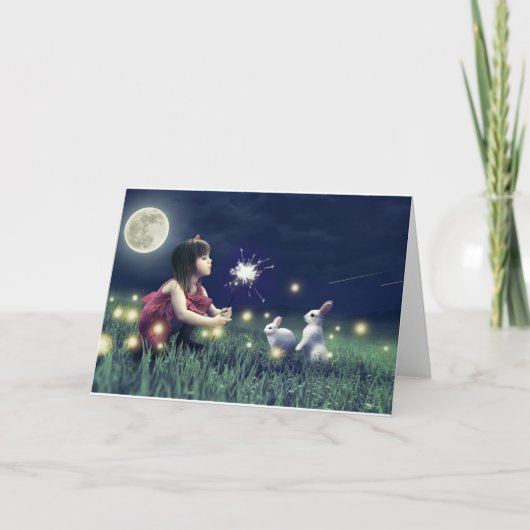 夏の夜の願い空白ののグリーティングカード カード (正面)