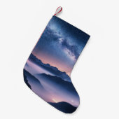 夏の夜霧の山の上の天の川 スモールクリスマスストッキング (正面 (吊り時))