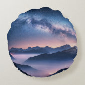 夏の夜霧の山の上の天の川 ラウンドクッション (裏面)