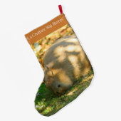 夏の太陽に浮かぶ、かわいいカピバラの夢 ラージクリスマスストッキング (裏面 (吊り時))