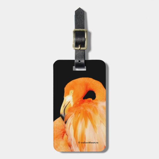 夏の太陽のフラミンゴ ラゲッジタグ (正面縦)