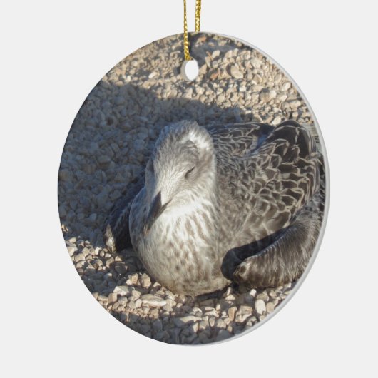 夏の太陽の写真を楽しむカモメ セラミックオーナメント (左)