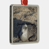 夏の太陽の写真を楽しむカモメ メタルオーナメント (右)