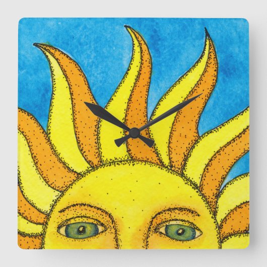 夏の太陽の壁時計 スクエア壁時計 (正面)