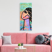 夏の太陽抽象芸術デジタルポートレートの女性 キャンバスプリント (インサイチュ (リビング))