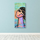 夏の太陽抽象芸術デジタルポートレートの女性 キャンバスプリント (インサイチュ (ウッドフロア))