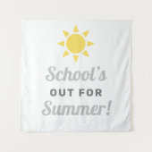 夏の太陽 グレー イエロー 学校が終わる タペストリー (正面)