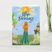 夏の太陽 リサ・ソルスティス ウィカのグリーティングカード カード (正面)