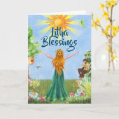 夏の太陽 リサ・ソルスティス ウィカのグリーティングカード カード (黄色い花)