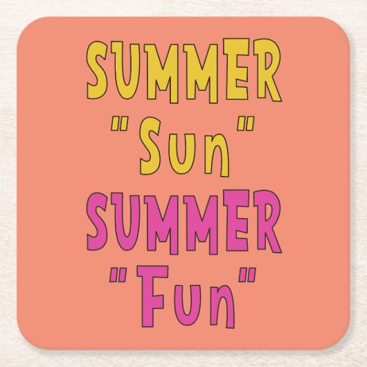 夏の太陽 夏の楽しみ スクエアペーパーコースター (正面)