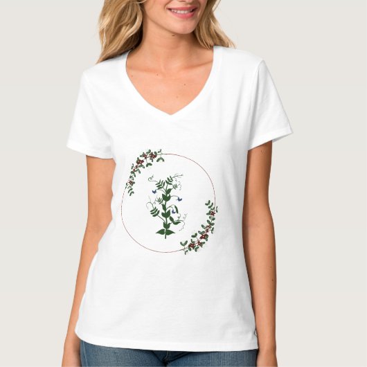 夏の女性のかわいい植物 Tシャツ (正面)