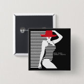 夏の女性ボタン 缶バッジ (正面&裏面)