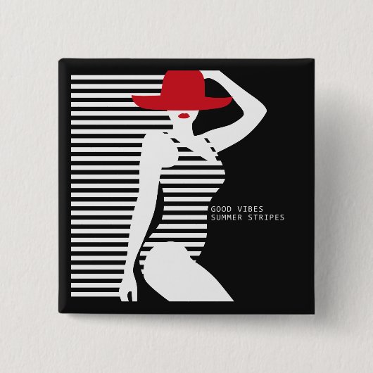 夏の女性ボタン 缶バッジ (正面)