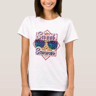 夏の女性用甘いTシャツ こんにちは Tシャツ