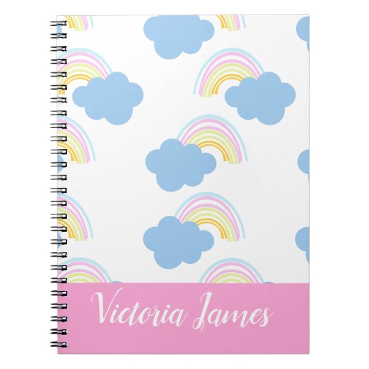 夏の子供の虹と雲のパターン名 ノートブック (正面)