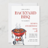 夏の子供の誕生日BBQパーティー 招待状 (正面)