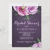 夏の子牡丹パープルプラムブライダルシャワー 招待状 (正面)