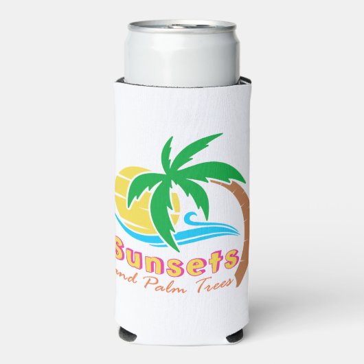 夏の季節のサンセットとヤシ スリム缶クーラー (Seltzer正面)