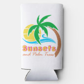 夏の季節のサンセットとヤシ スリム缶クーラー (裏面)