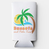 夏の季節のサンセットとヤシ スリム缶クーラー (正面)