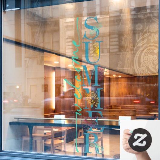 夏の季節のビジネスショップへようこそ ウィンドウサイン (カフェ窓)