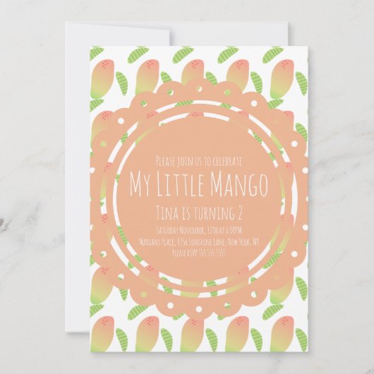 夏の小さなマンゴー トロピカル招待状 招待状 (正面)