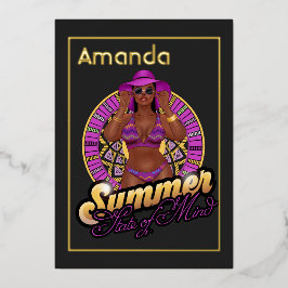 夏の州の心のビーチ誕生日パーティー 箔招待状