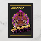 夏の州の心のビーチ誕生日パーティー 箔招待状 (正面)