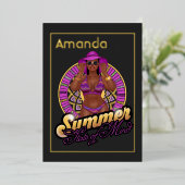 夏の州の心のビーチ誕生日パーティー 箔招待状 (立ち正面)