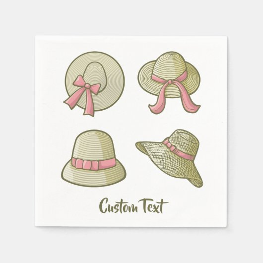 夏の帽子（黄色） スタンダードカクテルナプキン (正面)