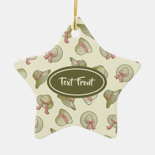 夏の帽子（黄色） セラミックオーナメント (正面)