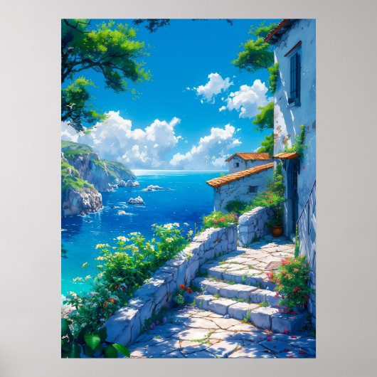 夏の平和な沿岸村 ポスター (正面)