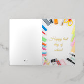 夏の幸せな学校の最終日 箔グリーティングカード (外側レイダウン)