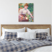 夏の庭で花を摘む少女 キャンバスプリント (インサイチュ (寝室))