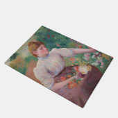 夏の庭で花を摘む少女 ドアマット (アングル)