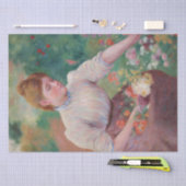 夏の庭で花を摘む少女 薄葉紙 (クラフト)