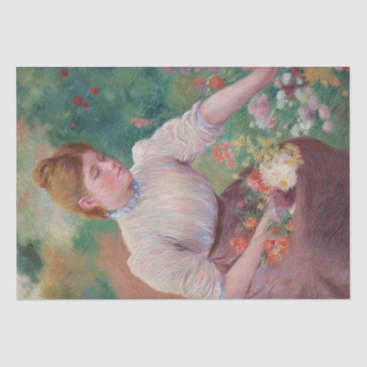 夏の庭で花を摘む少女 薄葉紙 (正面)