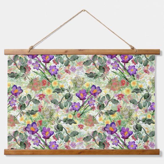 夏の庭に咲く美しい花 吊り下げ型タペストリー (正面)