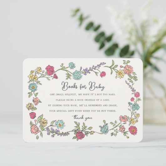 夏の庭のパーティー本の赤ちゃんシャワーインサート エンクロージャーカード (スタンド正面)
