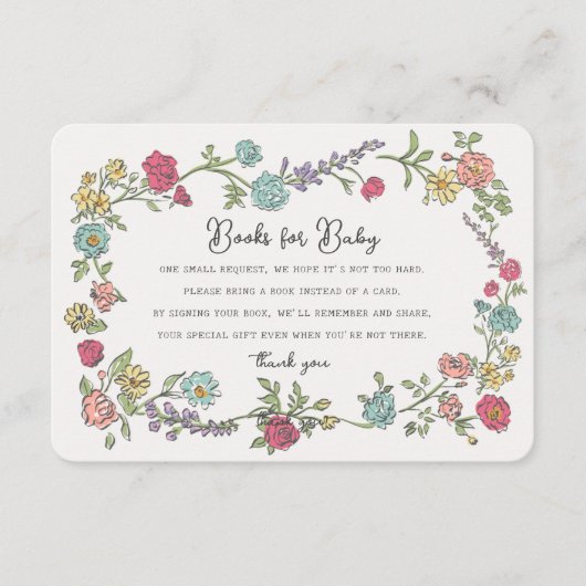 夏の庭のパーティー本の赤ちゃんシャワーインサート エンクロージャーカード (正面)