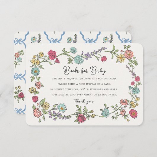 夏の庭のパーティー本の赤ちゃんシャワーインサート エンクロージャーカード (正面/裏面)