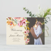 夏の庭のフローラの誕生発表フォトカード 招待状 (スタンド正面)